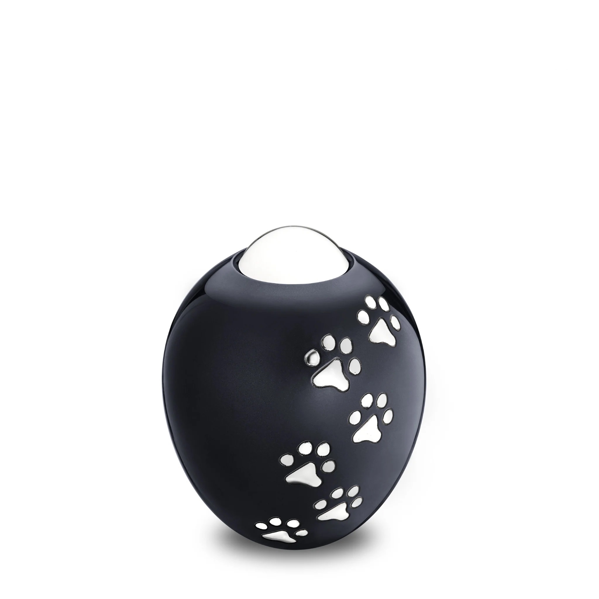 Urna negra ovalada para mascotas