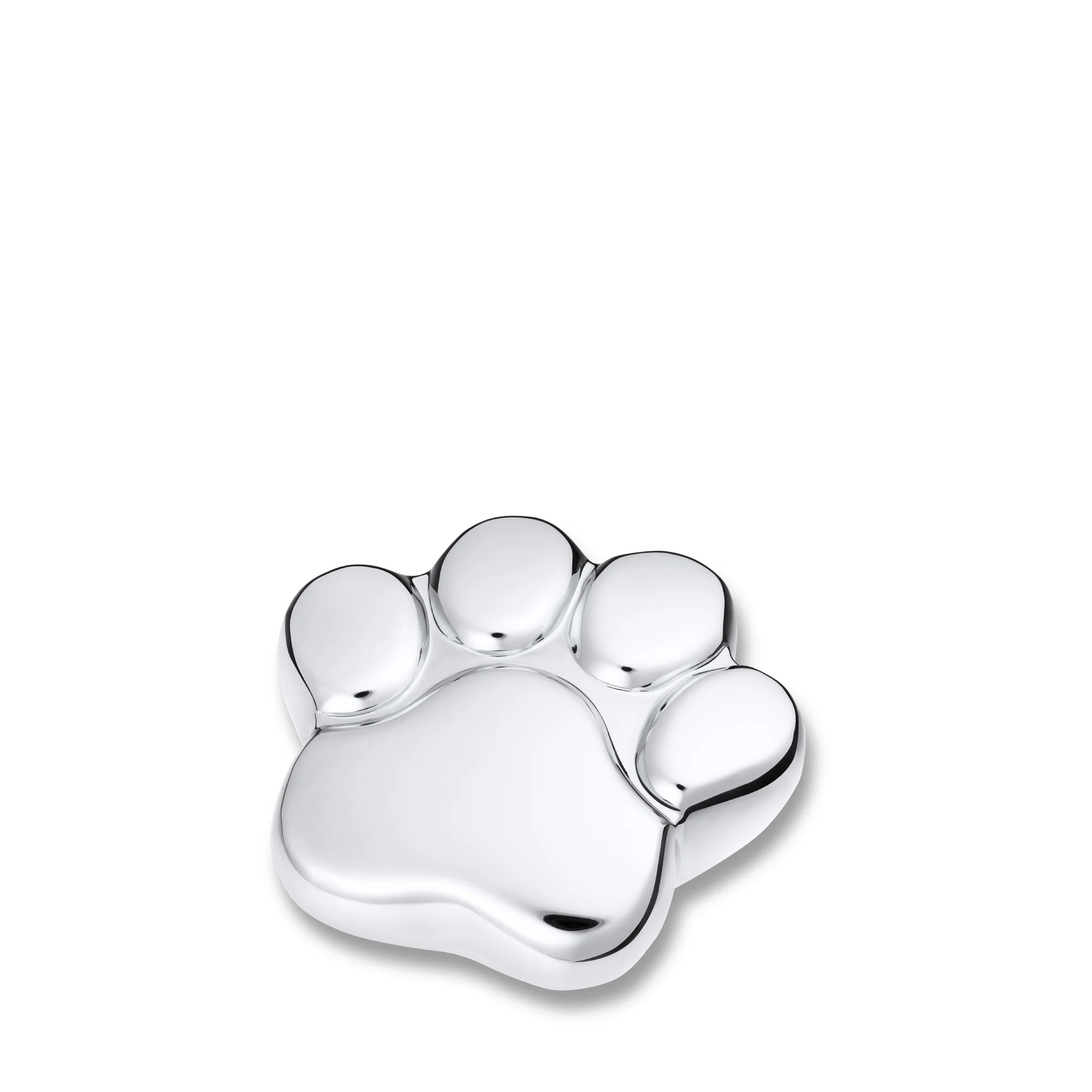 Urna plateada plana en forma de para para mascota