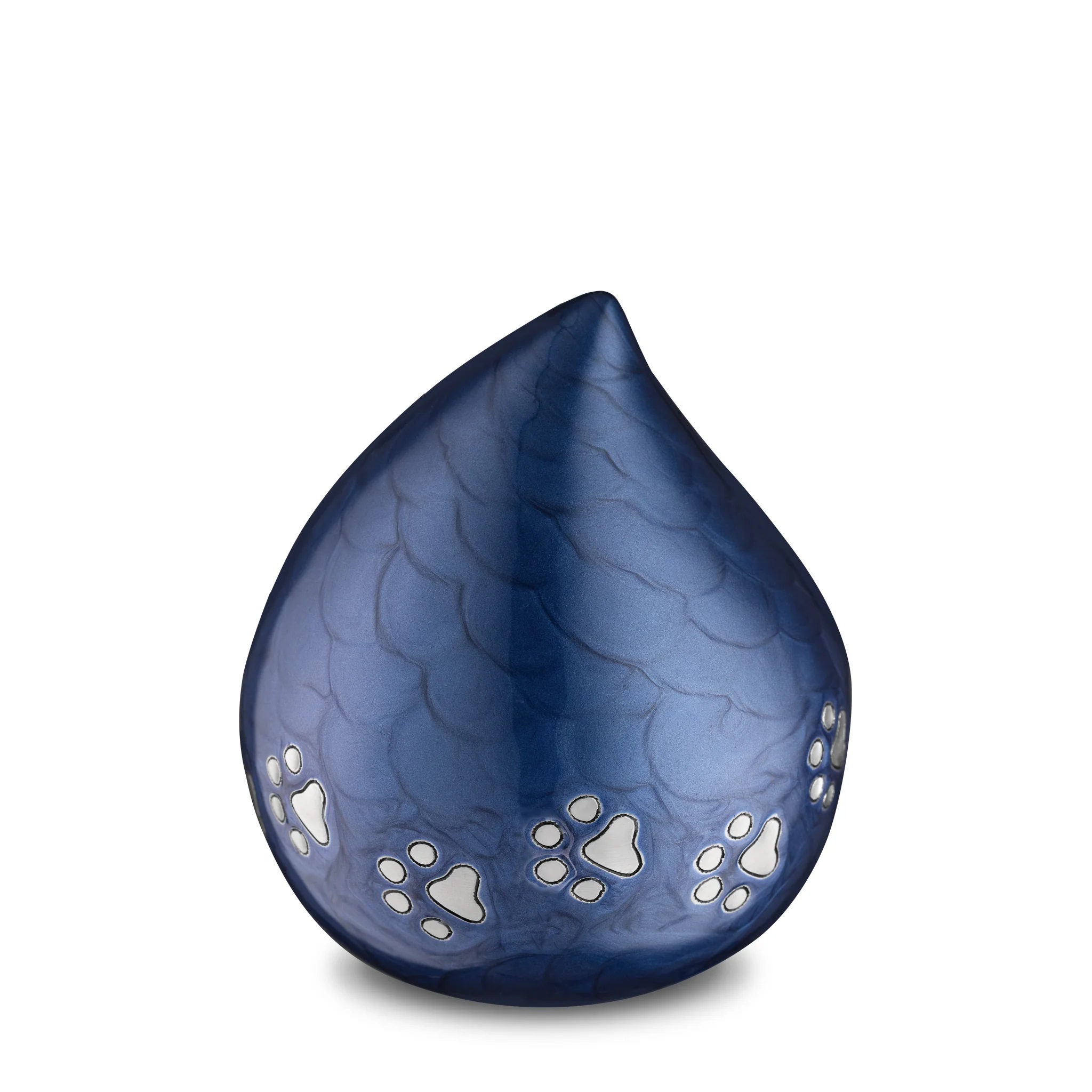 Urna azul en forma de gota para mascota