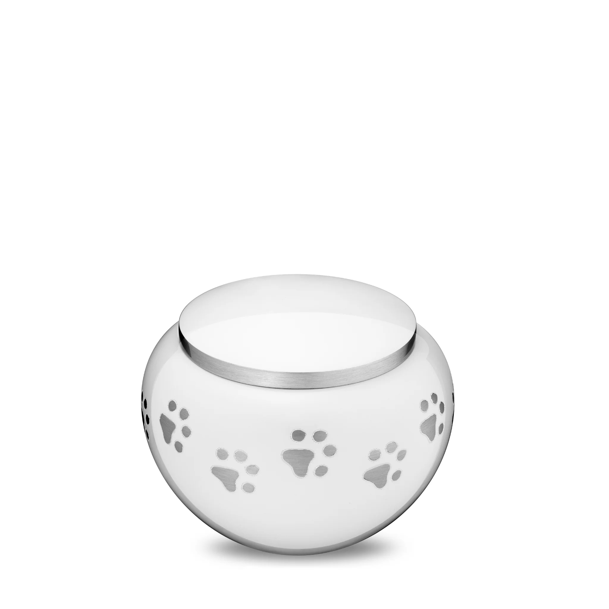 Urna blanca redonda con huellas para mascota peque%c3%91a %282%29